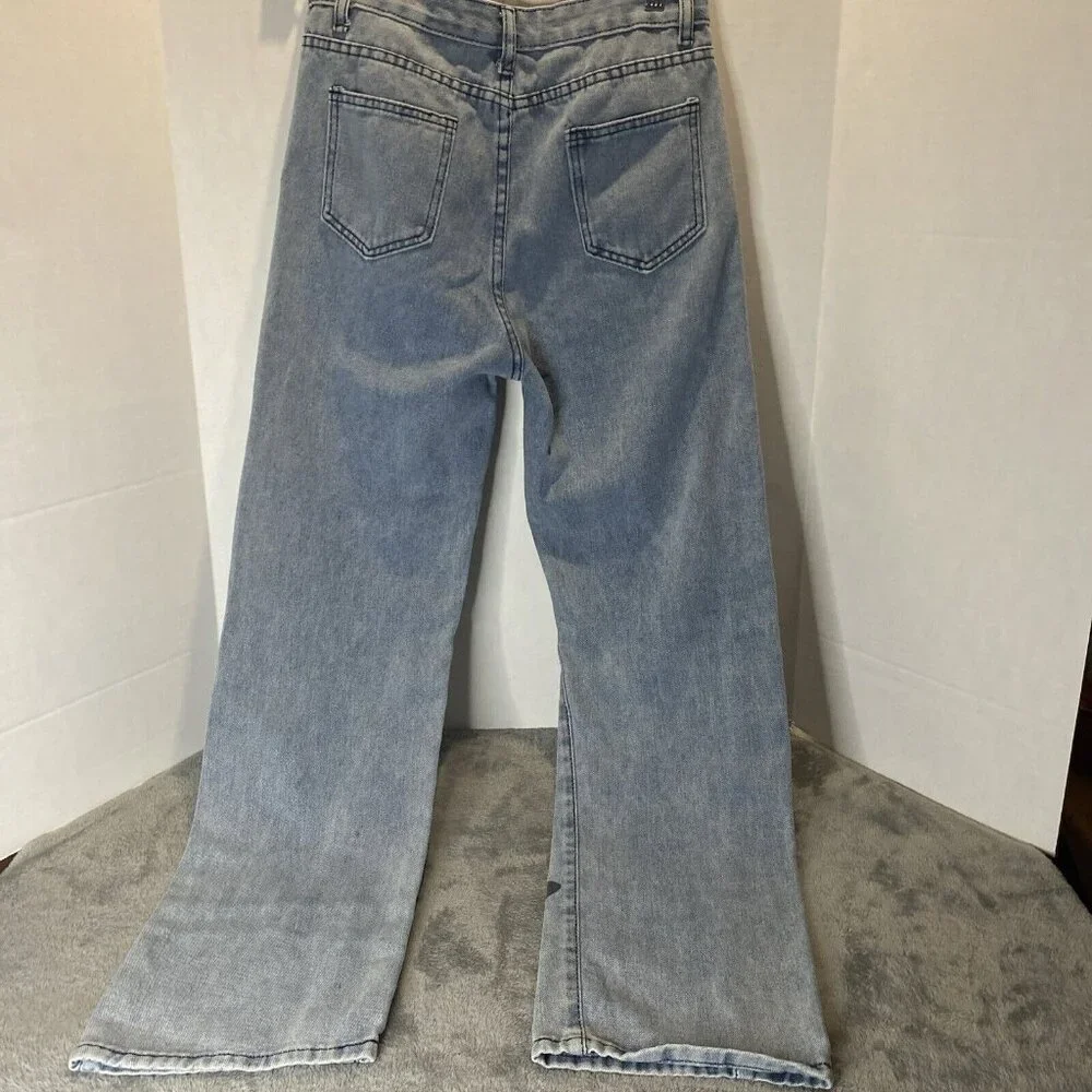 Blue Jean Denim Butterfly Boyfriend Boho Hippie Relaxed Vtg style Womens Sz 4
